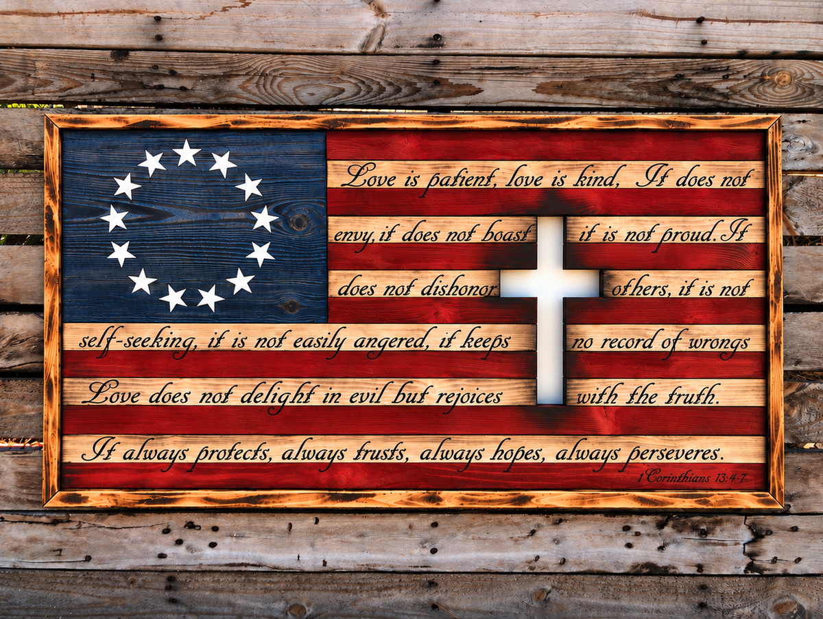 Backlit Christian Cross Flag