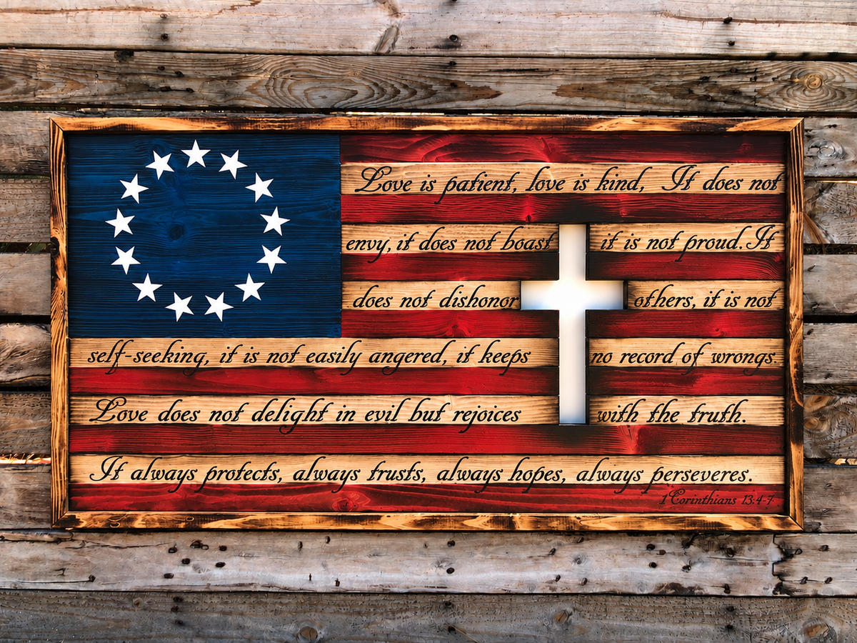 Backlit Christian Cross Flag
