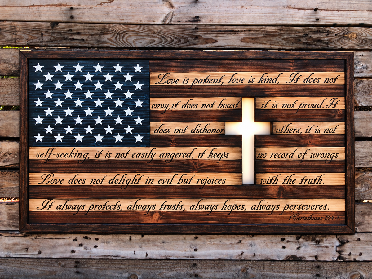 Backlit Christian Cross Flag