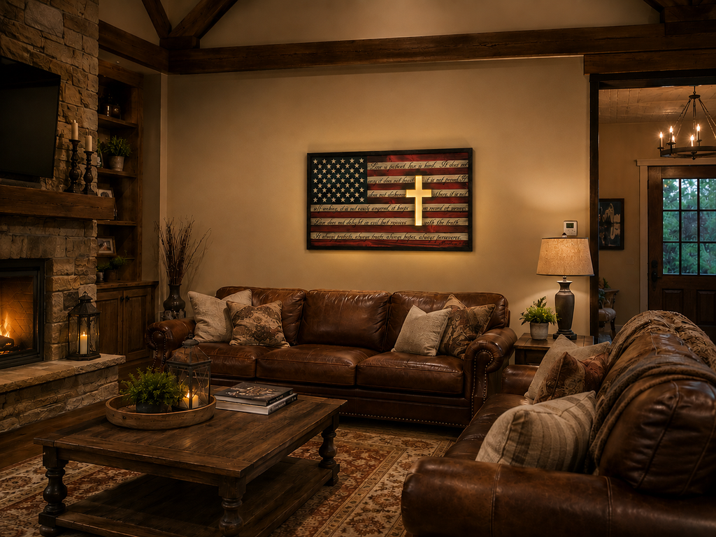 Backlit Christian Cross Flag