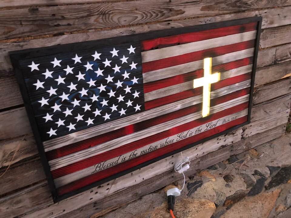 Backlit Christian Cross Flag
