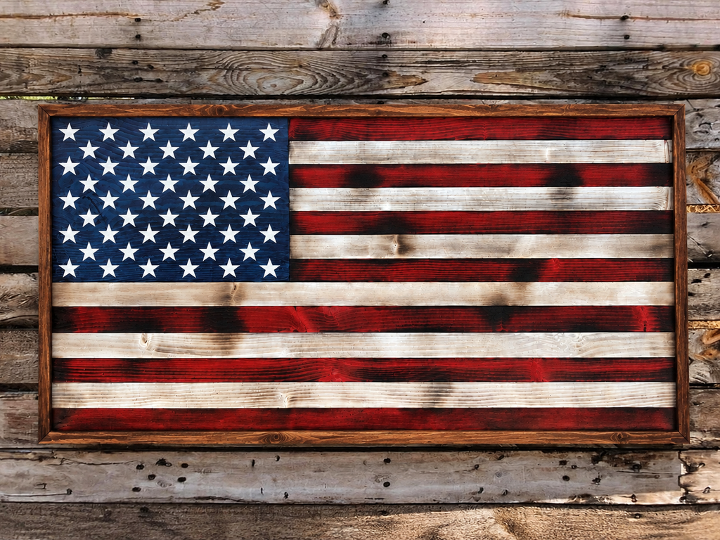 Wood Old Glory Flag - 4 Rustic Styles