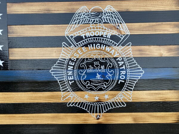 Rustic Thin Blue Line Badge Silhouette