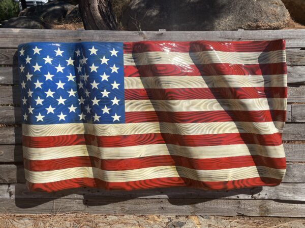 Hand Carved Large Waving Flag (44" X 25")